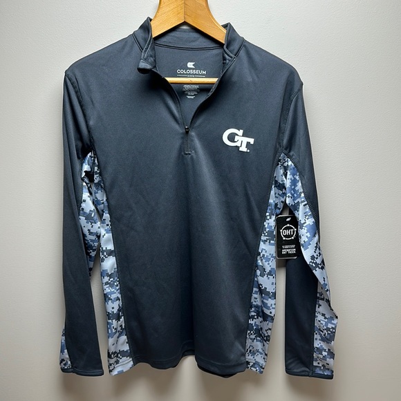Charcoal Georgia Tech Yellow Jackets OHT Digi Camo Quarter-Zip Jacket Mens Small - Picture 2 of 8